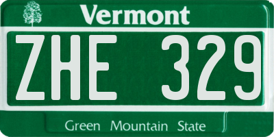 VT license plate ZHE329