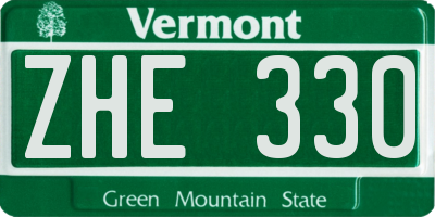 VT license plate ZHE330
