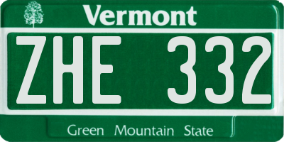 VT license plate ZHE332