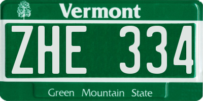 VT license plate ZHE334