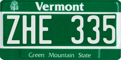 VT license plate ZHE335