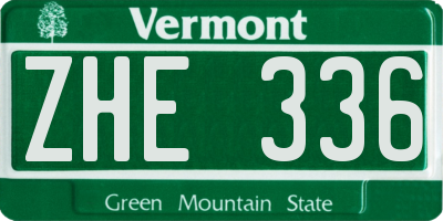 VT license plate ZHE336