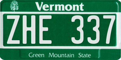 VT license plate ZHE337