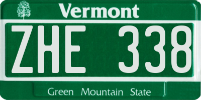 VT license plate ZHE338