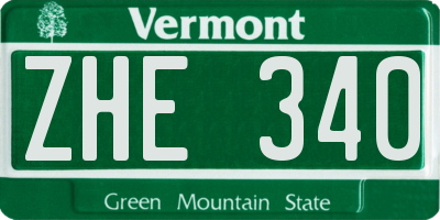 VT license plate ZHE340