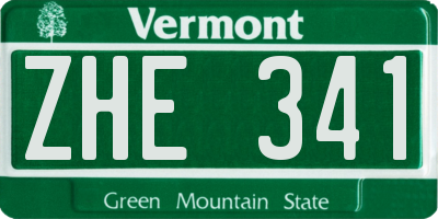 VT license plate ZHE341