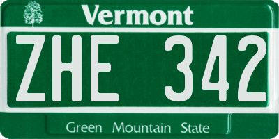 VT license plate ZHE342