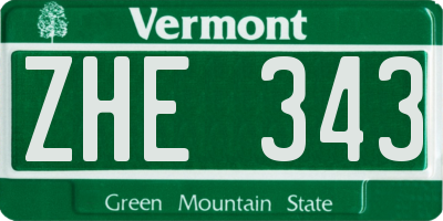 VT license plate ZHE343