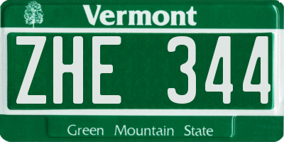 VT license plate ZHE344