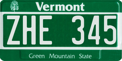 VT license plate ZHE345