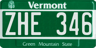 VT license plate ZHE346