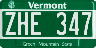 VT license plate ZHE347
