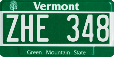 VT license plate ZHE348