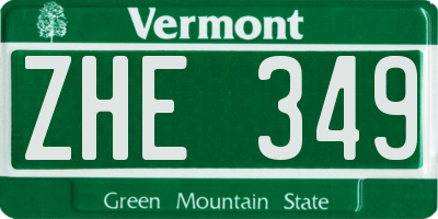 VT license plate ZHE349