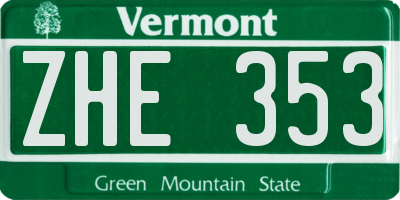 VT license plate ZHE353