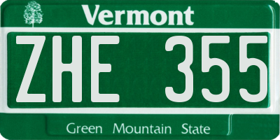 VT license plate ZHE355