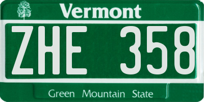 VT license plate ZHE358