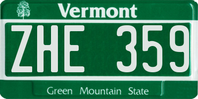 VT license plate ZHE359