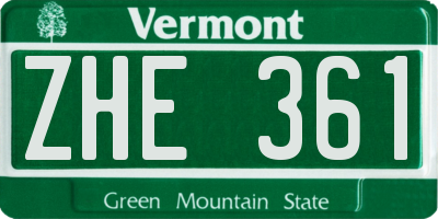 VT license plate ZHE361