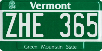 VT license plate ZHE365