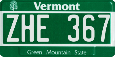 VT license plate ZHE367