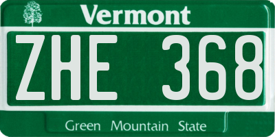 VT license plate ZHE368
