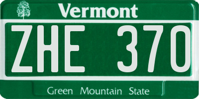 VT license plate ZHE370