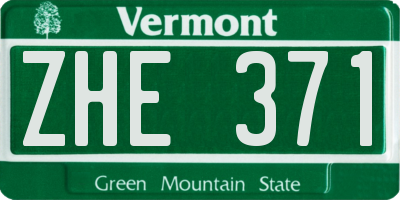 VT license plate ZHE371