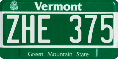 VT license plate ZHE375