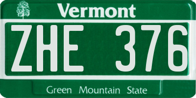 VT license plate ZHE376