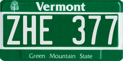 VT license plate ZHE377