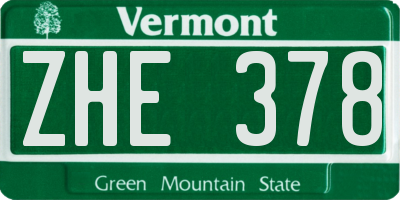 VT license plate ZHE378