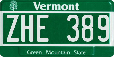 VT license plate ZHE389
