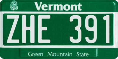 VT license plate ZHE391