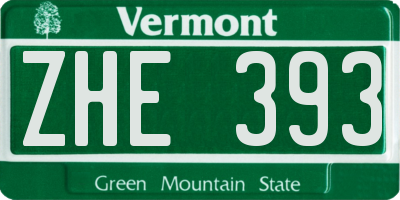 VT license plate ZHE393