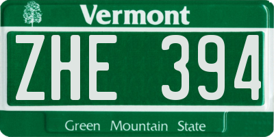 VT license plate ZHE394