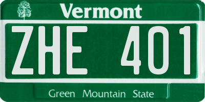 VT license plate ZHE401