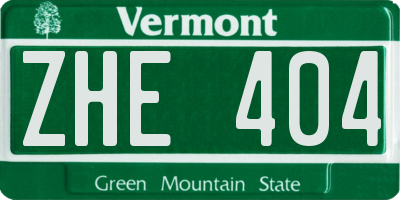 VT license plate ZHE404