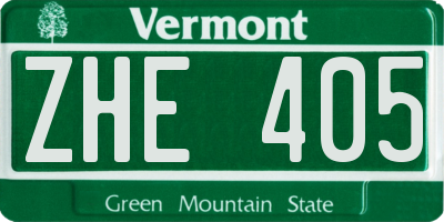 VT license plate ZHE405