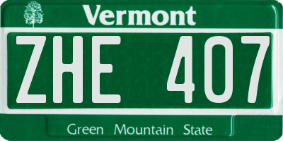 VT license plate ZHE407