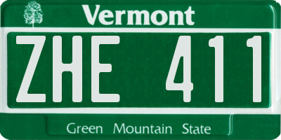 VT license plate ZHE411