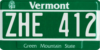 VT license plate ZHE412
