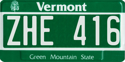 VT license plate ZHE416