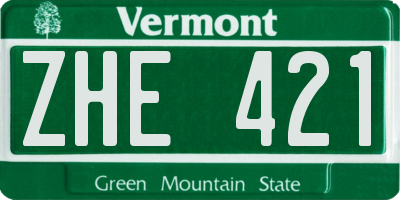 VT license plate ZHE421