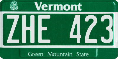 VT license plate ZHE423