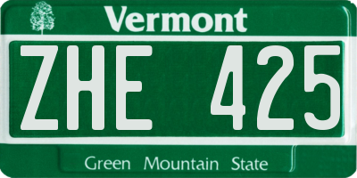 VT license plate ZHE425