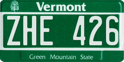 VT license plate ZHE426