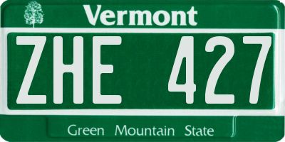 VT license plate ZHE427