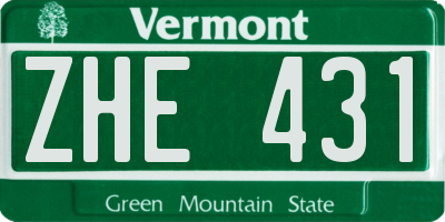 VT license plate ZHE431