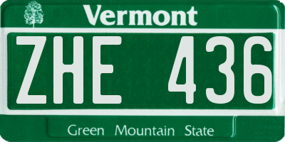 VT license plate ZHE436